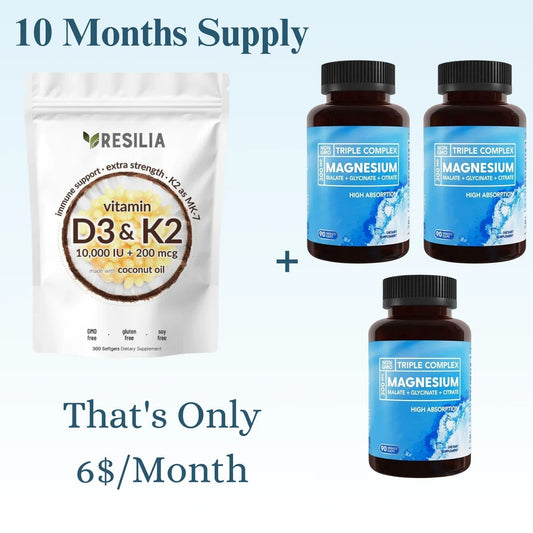 [ONE TIME OFFER] Resilia® D3+K2 Softgels + Magnesium Complex (3 In 1)