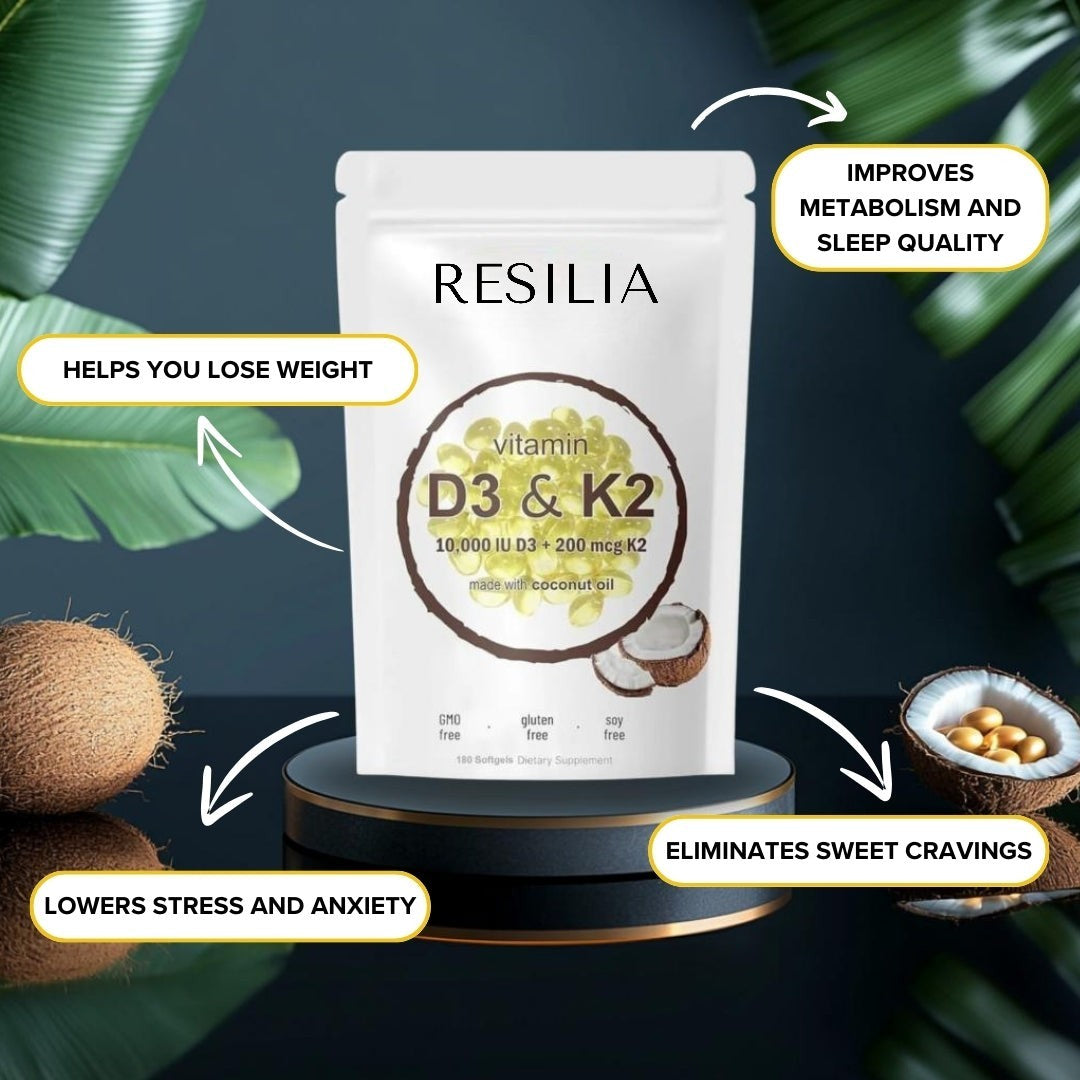 High-Potency Vitamin D3 & K2 Softgels Resilia®