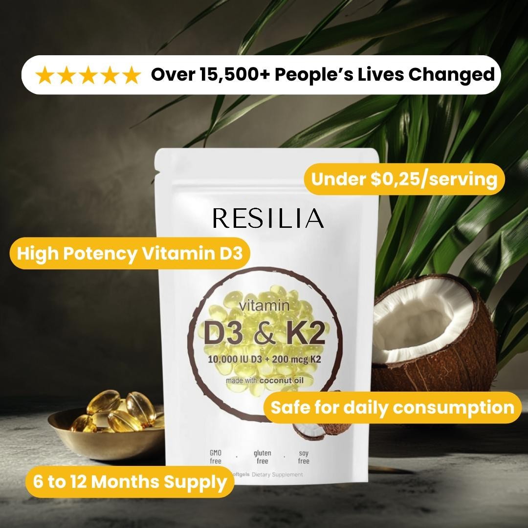 High-Potency Vitamin D3 & K2 Softgels Resilia®