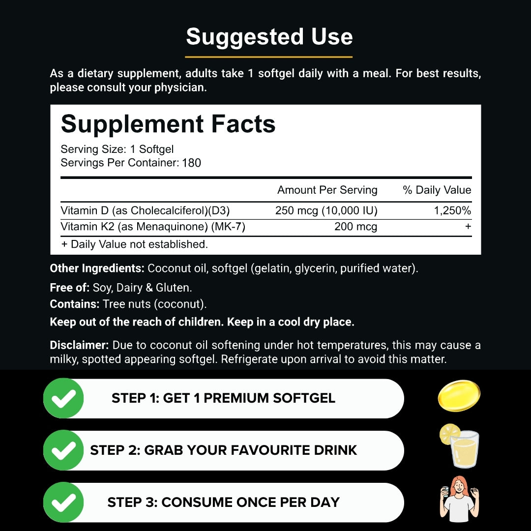 High-Potency Vitamin D3 & K2 Softgels Resilia®